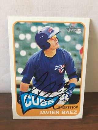 Javier Baez Chicago Cubs Signed 2014 Rookie Topps Heritage Card