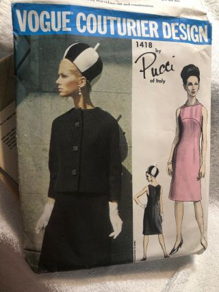 Vintage Vogue Couturier Design Emilio Pucci 2443 Sewing Pattern Dress Tunic Pt2