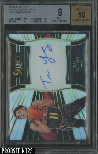 2018 - 19 Select Signatures Trae Young Hawks Rc Rookie Auto /199 Bgs 9