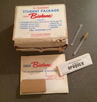 Vintage The L.  D.  Caulk Company Biotone Student Package 10 Powders Made In Usa
