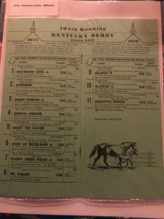1978 Kentucky Derby Program Triple Crown Winner Affirmed Horse Racing 2