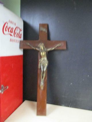 Large 33 " Antique Crucifix W/bronze Finish Corpus - -