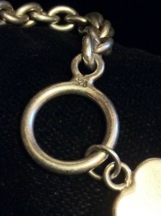 Ladies Vintage Solid Silver T Bar Bracelet with Heart Charm. 2