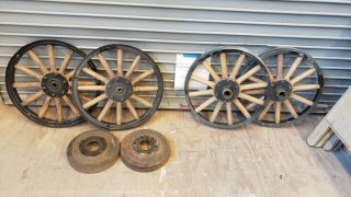 1920s Antique Ford Model T 21 " Rear And Front Wood Spoke & Rim Wheels