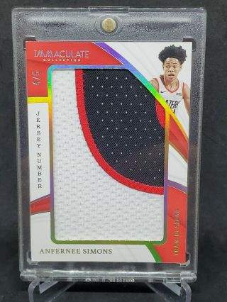 Anfernee Simons Rookie Jersey Number Patch D 4/5 2018 - 19 Immaculate