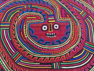 Antique Panama Mola Kuna Indian Tribal Folk Art Reverse Applique Face 2