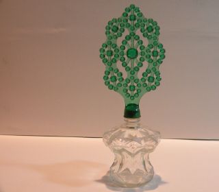 Vintage Vanity Perfume Bottle,  Fancy Filigree Plastic Top,  Glass Bottle