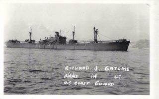 Us Coast Guard Ship Ww Ii Era Richard J Gatling 2/3/1943 7x5 " B/w Photo B769