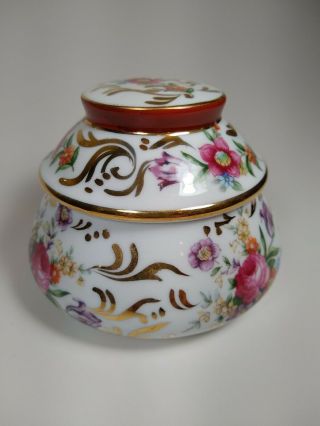 Vintage Matson Porcelain Dresser Trinket Powder Jar W Lid Hand Painted In Japan