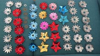 44 Vintage Christmas Tree Light Reflectors Tin Punch Aluminum Foil Stars Flowers