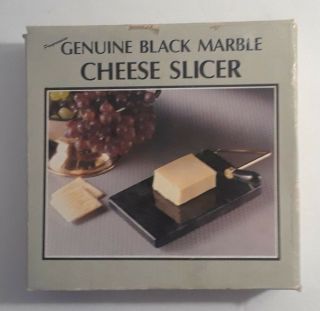 Vintage 1983 Black Marble Cheese Slicer Stainless Steel Wire