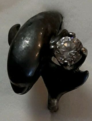 Kabana Dolphin Ring With Clear Stone Vintage 5 Total Grams
