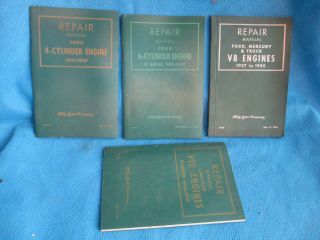 4 Ford Engine Repair Manuals Mercury Lincold Truck 4 6 8 12 Cylinder Vintage