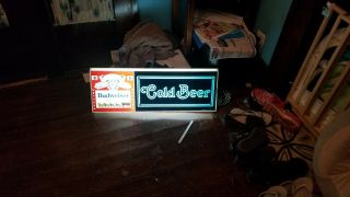 Vintage 1979 Budweiser King Of Beers Lighted Advertising Gold Team Cold Beer