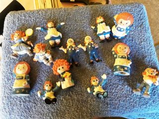 13 Vintage Raggedy Ann And Andy Mini Rubber Figures