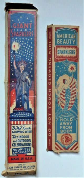 Vintage Sparkler Boxes - Patriotic Themed