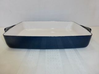 Vintage Dansk Kobenstyle Enamel Cookware Navy Blue Rectangular Serving Pan