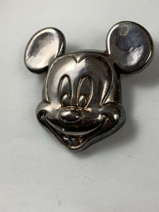 Large Vintage Mickey Mouse Disney Sterling Silver Brooch Pin Pendant Weighted