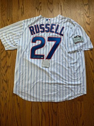 Addison Russell Signed Cubs 2016 World Series Patch Majestic - Schwartz