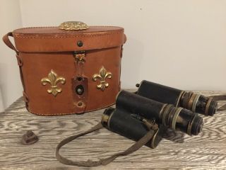 Vintage Huet Paris France Binoculars W Leather Case Lumineuse 8x M.  G.  A.  G.  2929