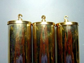 3 Vintage Brass Cylinder Weights For URGOS Grandmother/Father Clock Movement 2