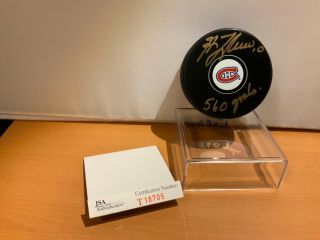 Hof Hockey Guy Lafleur Autographed Canadiens Puck Jsa Cert