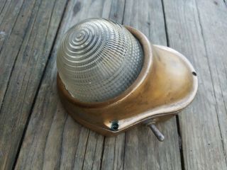 5 " Vintage Glass Dome Wall Cabin Light Lamp Switch Boat Marine Brass Coated