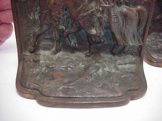Vintage Hubley Cast Iron Bronze Finish Crusades Bookends 246 Crusaders Knights 3