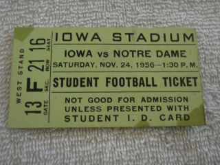 Vintage Nov 24,  1956 Iowa Vs Notre Dame College Football Ticket Stub