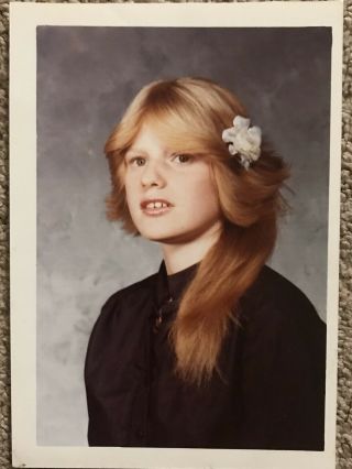 Vtg 1970s 1980s Hair School Girl Photograph Photo Portrait Red Head Ginger 8x10