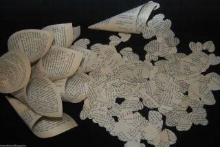 Romantic Love Heart Wedding Confetti & Cones - Vintage Romantic Novels Recycle