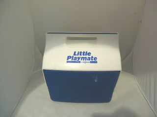 Vintage Little Playmate By Igloo Personal Cooler Blue And White Lunchbox 6 Pack
