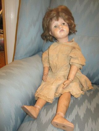 Antique 22 " Schoenhut Miss Dolly Doll,  1 Extra Dress,  Spring Jointed 1911