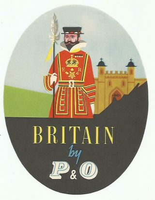 P&o Britain Line Travel Luggage Label