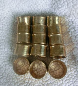 Set Of 15 Vintage Hammered Brass Napkin Rings - 1 3/4 "