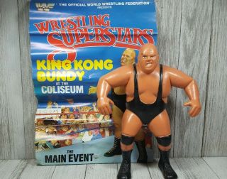 Vintage Wwf Ljn King Kong Bundy With Poster Toy Action Figure