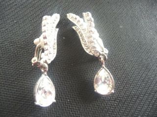 Vintage Dangling Faux Diamante Chandelier Clip - On Earrings 1970 - 80 