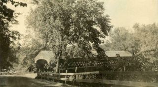 Na14 Vtg Photo England College Covered Bridge,  Nh C 1920 