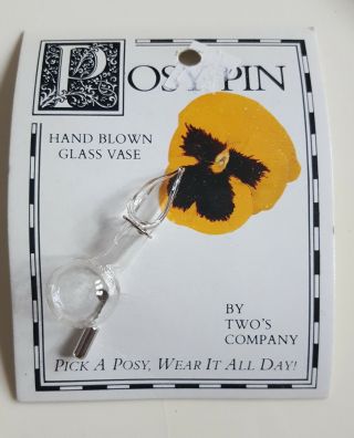 Vintage Hand Blown Glass Vase Posy Pin Pick A Posy Wear It All Day Flower Lapel