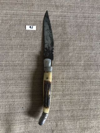 Vintage Old Laguiole Folding Pocket Knife - Stag Handle - Made In France - Nr 91