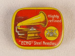 Vintage Phonograph Gramophone Needle Tin Echo - Steel Needles