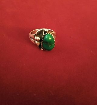 Vintage Native American Sterling Silver Turquoise Nugget Ring Size 6