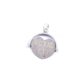 Vintage Silver Spinner Charm I Love You Engraved Heart 925 Sterling 0.  8g