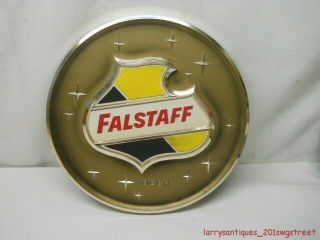 Vtg.  Hard Plastic Round " Falstaff " Beer Advertising Sign (nr)