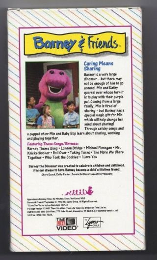 Vintage Barney & Friends VHS Caring Means Sharing 1992 3