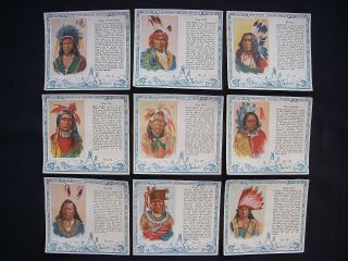 ⭐️ 9 Vintage 1952 Red Man Native American Indian Chiefs Chewing Tobacco Cards ⭐️