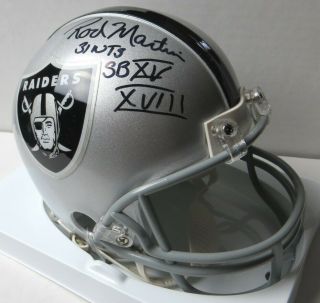 Rod Martin Signed Autographed Mini Helmet La Oakland Raiders 3 Ints Sb W/coa