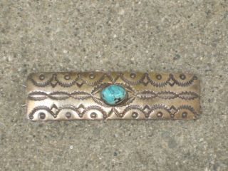 Vintage 60s 70s Native American Navajo Silver Turquoise Hair Clip By J Blackgoat