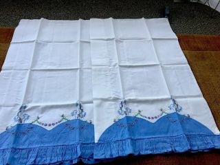 Vintage Southern Bell Big Dresses Blue Embroidered Pillowcases 2