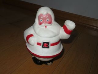 Vintage Paper Mache Santa Claus Christmas Candy Container Waving Figure (t259)